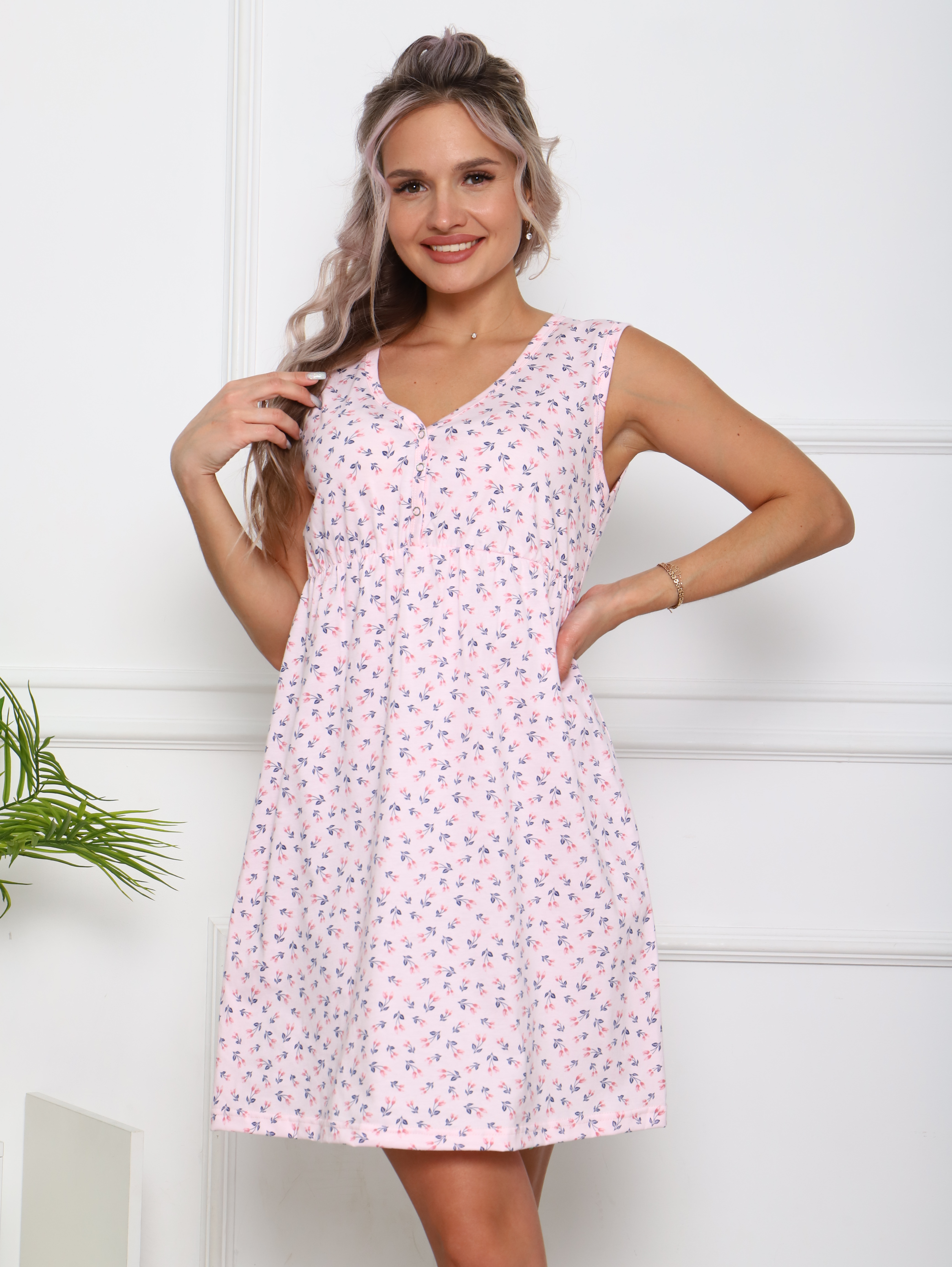 Сорочка кулирка Ева С-590 новый розовый